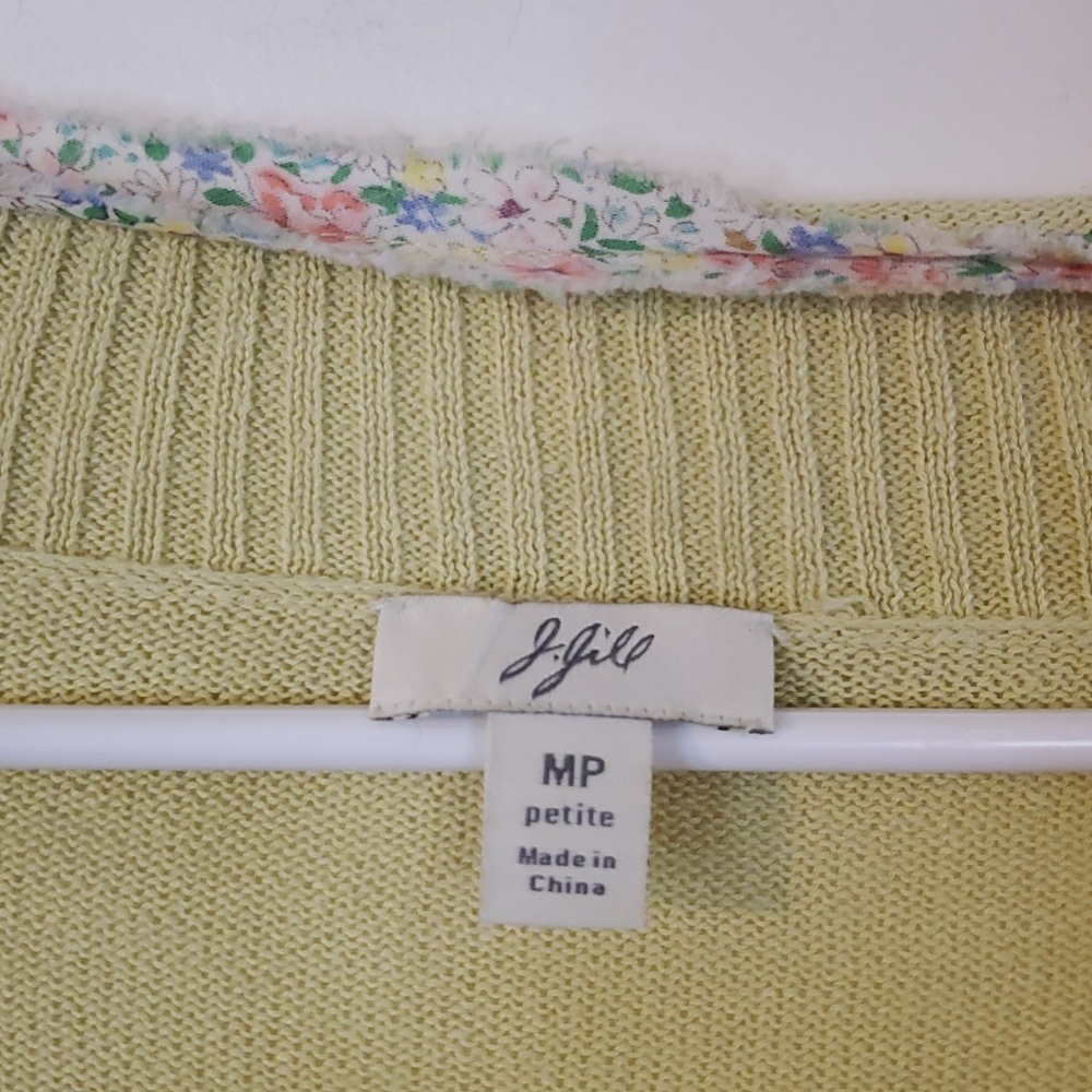 J.Jill Lightweight Throw On Sweater Cotton Linen Quilted Embroidery Size MP BoHo - Picture 7 of 14